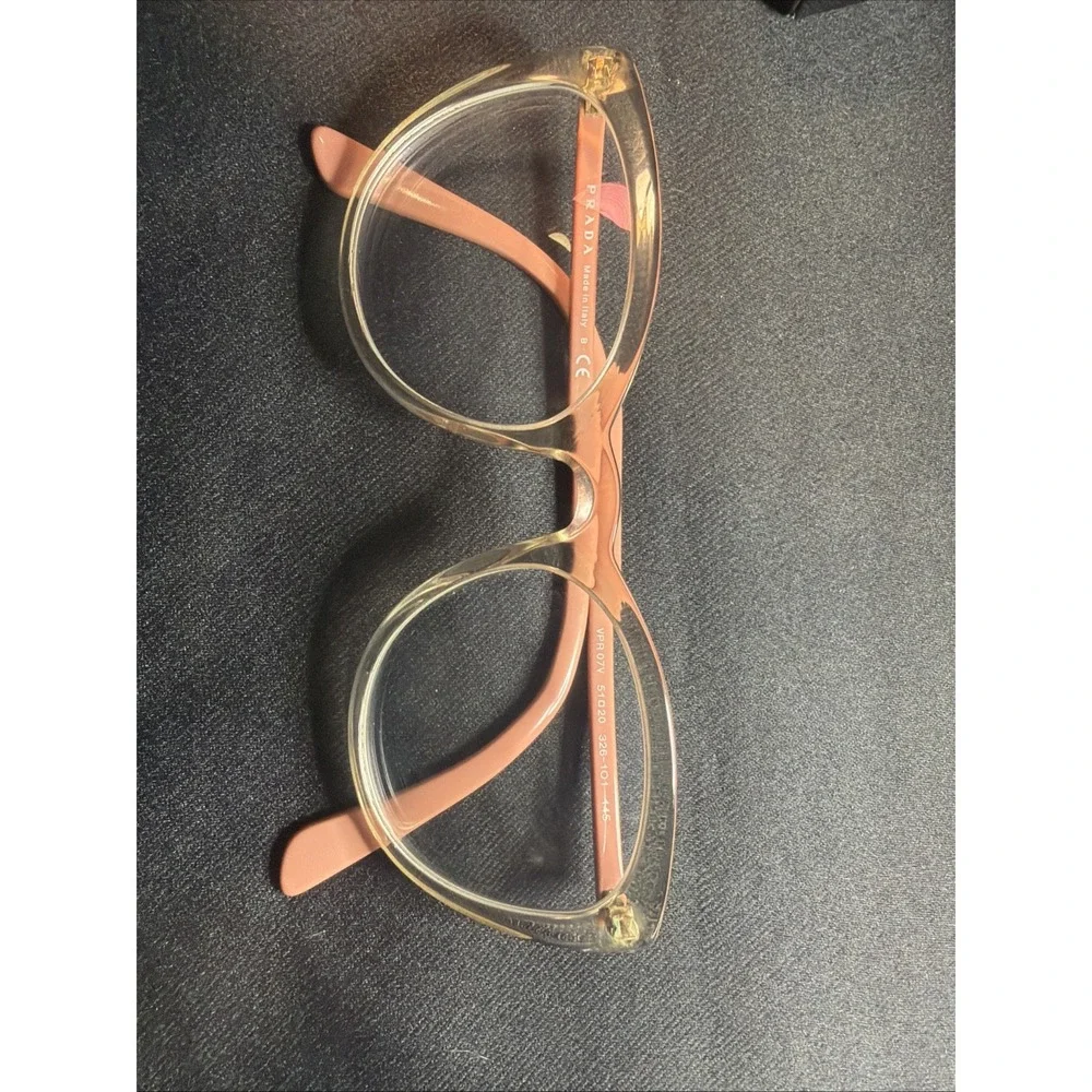 Prada VPR 07V Clear Pink Nude Cat Eye Eyeglasses Frames 51[]20-145 W/ Case